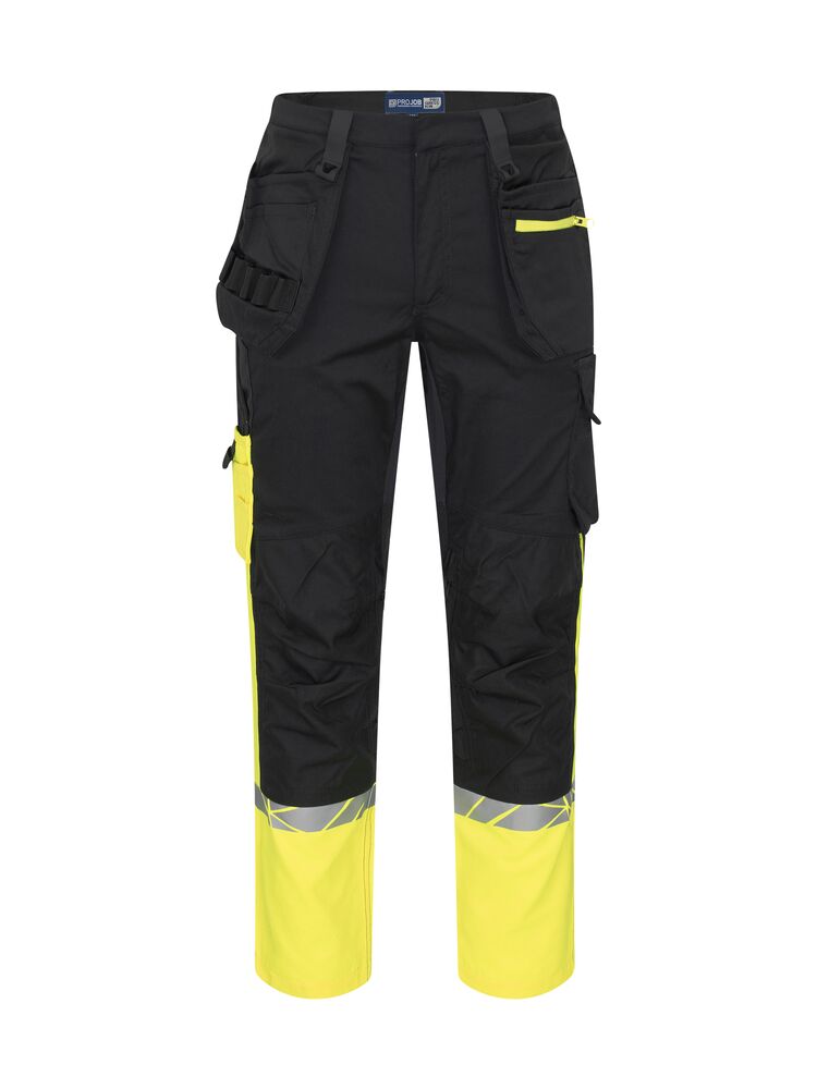7509 Spodnie robocze z otwartymi kieszeniami – BLACK/ YELLOW
