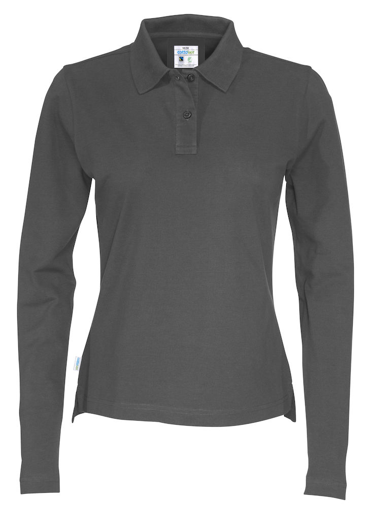 PIQUE LONG SLEEVE WOMAN – CHARCOAL