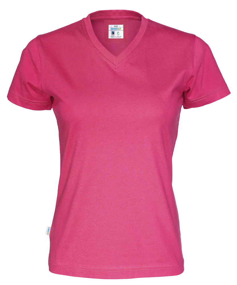 T-shirt V-Neck Woman 141021 - Cerise