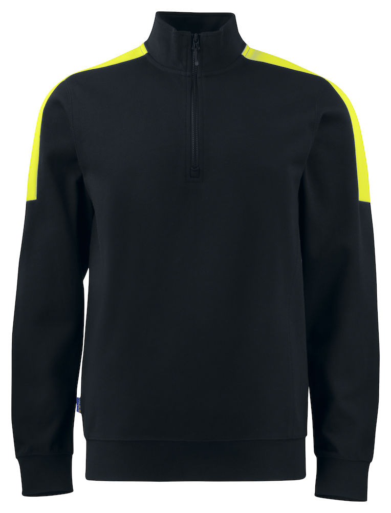 2128 BLUZA NA ZAMEK 1/2 ZIP – BLACK/ YELLOW