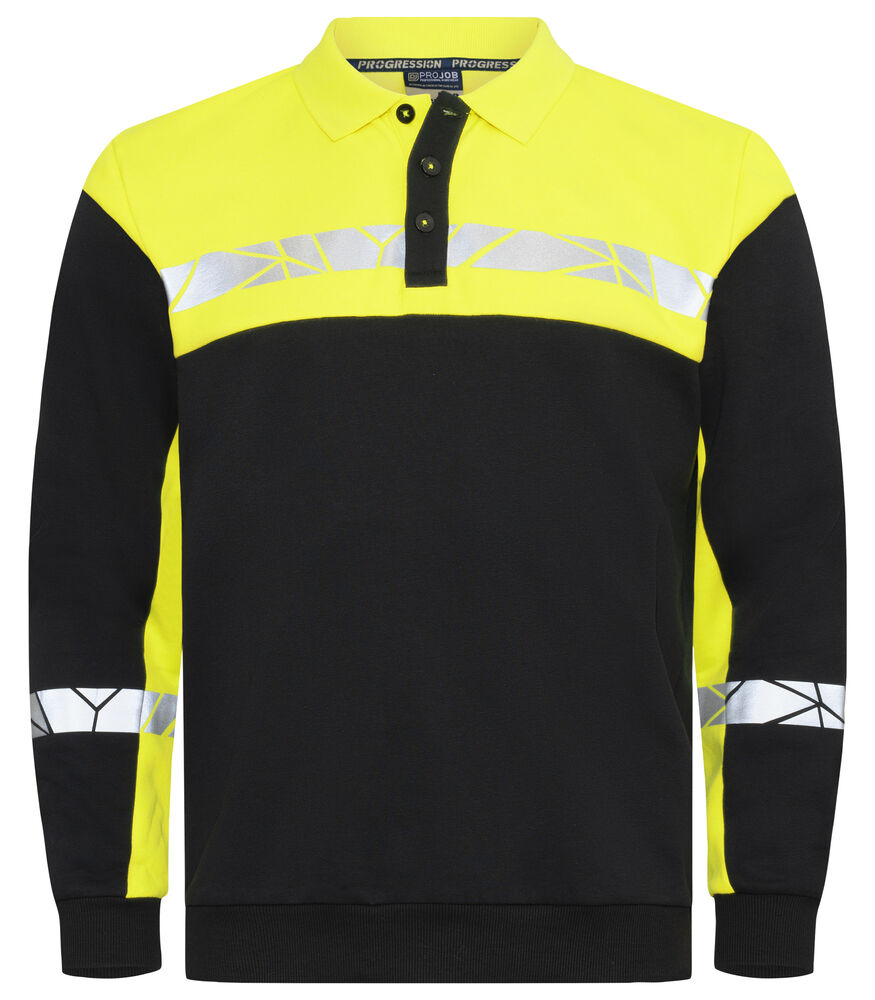 7100 Bluza Polo z długim rękawem – BLACK/ YELLOW
