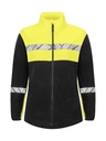 7301 Damska bluza polarowa z zamkiem – BLACK/ YELLOW