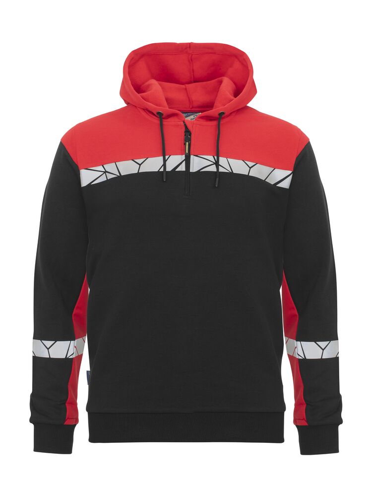 7104 Bluza 1/2 zip z kapturem – BLACK/ RED