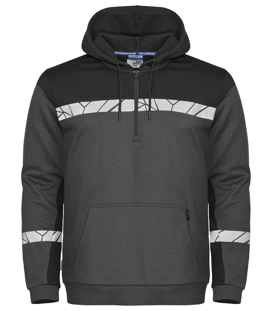 7104 Bluza 1/2 zip z kapturem – GREY/ BLACK