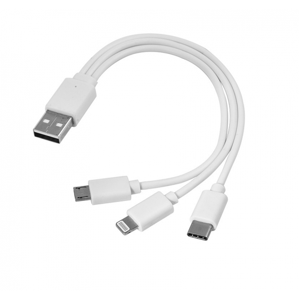 Kabel USB 3w1 micro USB + USB typ C + Lightning EG ZT7 - Biały
