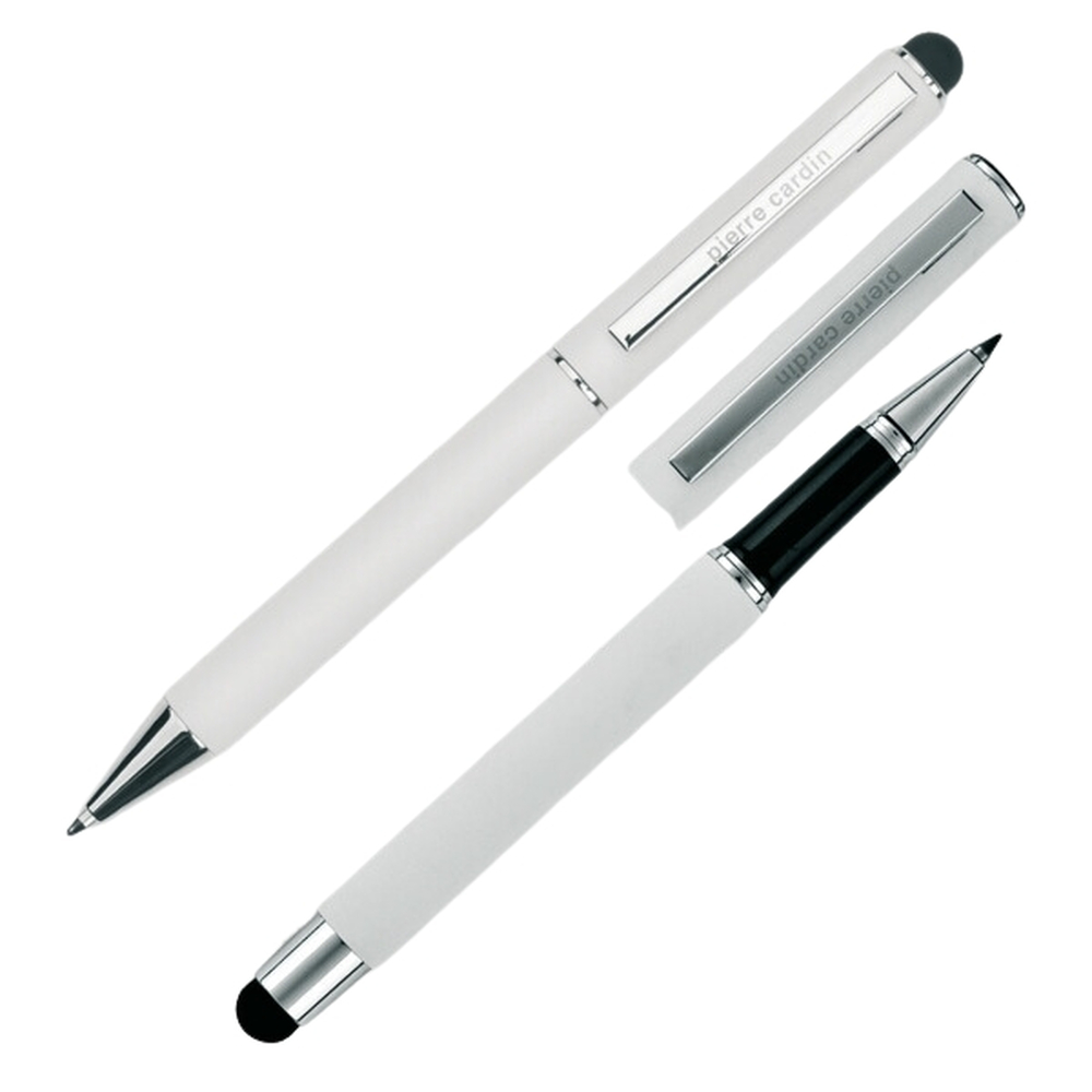 Zestaw piśmienny długopis i pióro kulkowe touch pen soft touch CLAUDIE Pierre Cardin B040120 - Biały