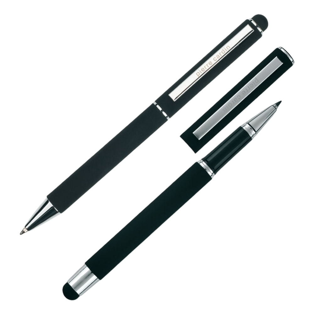 Zestaw piśmienny długopis i pióro kulkowe touch pen soft touch CLAUDIE Pierre Cardin B040120 - Czarny