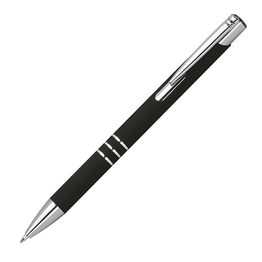Długopis z aluminium z recyklingu półżelowy soft touch DUNMORE 3991 - Czarny