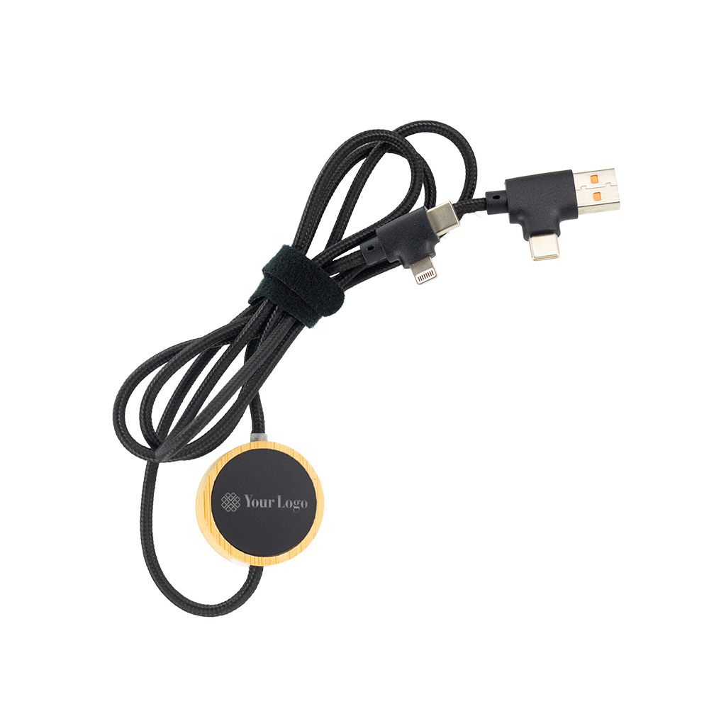 Długi kabel 4w1 z podświetlanym logo EG0598 - Beżowy
