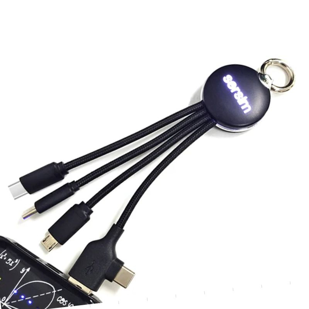 Kabel z podświetlanym logo 4w1, RXD-368 EG0599 - Czarny