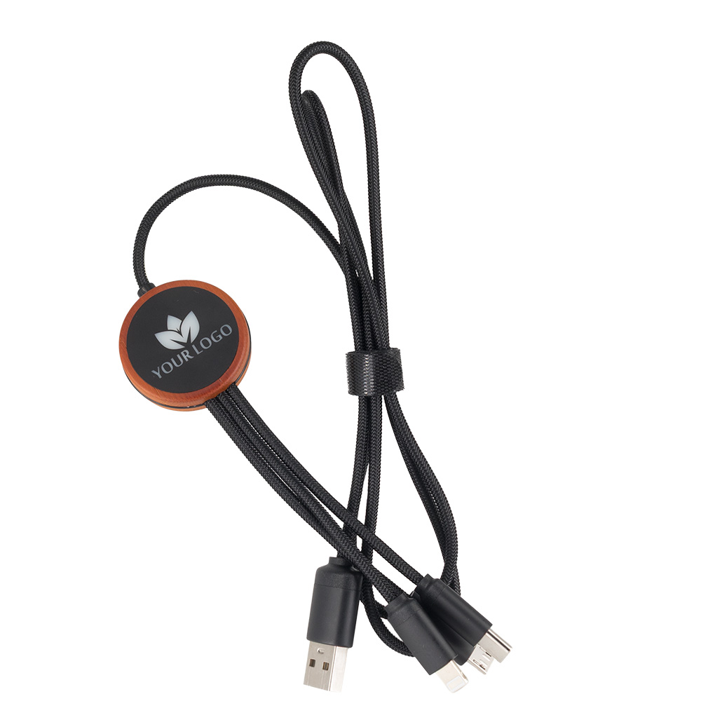 Kabel 3w1 z podświetlanym logo, LH-ZM04 EG0609 - Beżowy