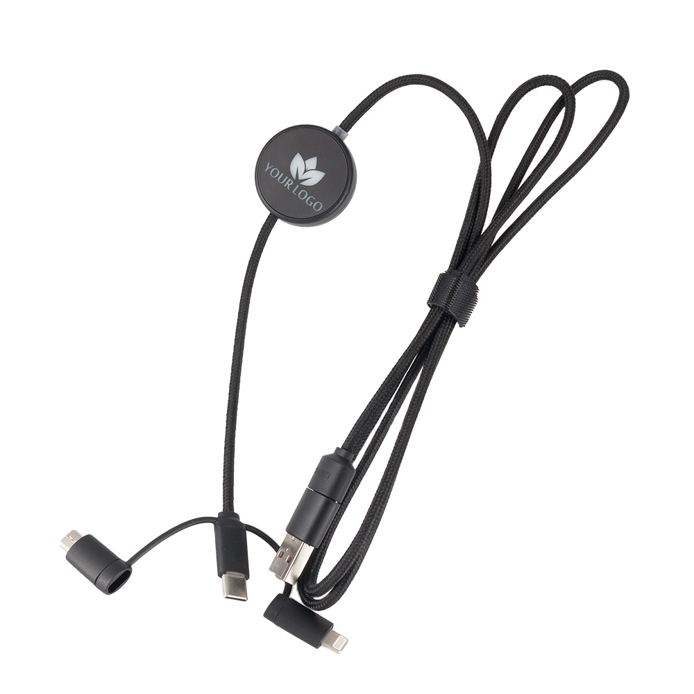Kabel 4w1 z podświetlanym logo, LH-ZM02 EG0610 - Czarny