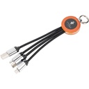 Kabel 3 w 1 z podświetlanym logo w drewnianej obudowie EG0612 - Beżowy