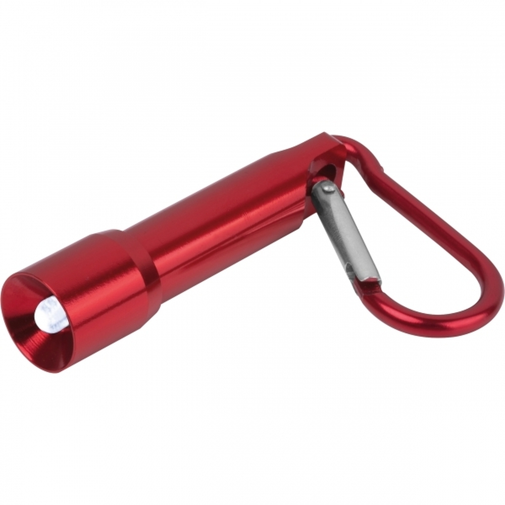 Mini latarka z aluminium z recyklingu BERGAMO 5293 - Czerwony