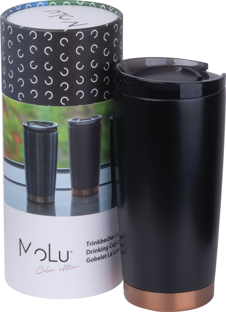 Kubek termiczny stalowy z recyklingu LA LOUVIERE MoLu 540 ml 5350 - Czarny