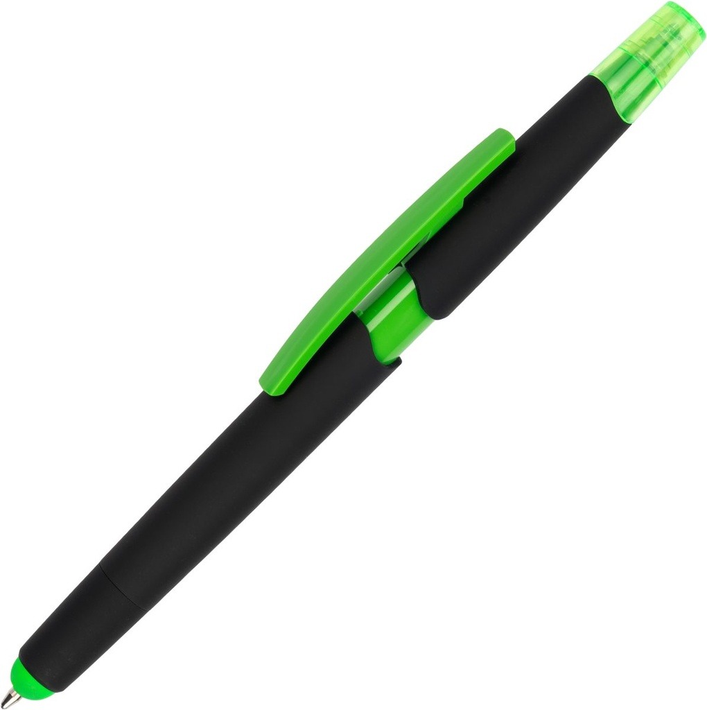 Długopis plastikowy z zakreślaczem touch pen EMMETT 10965 - Jasnozielony