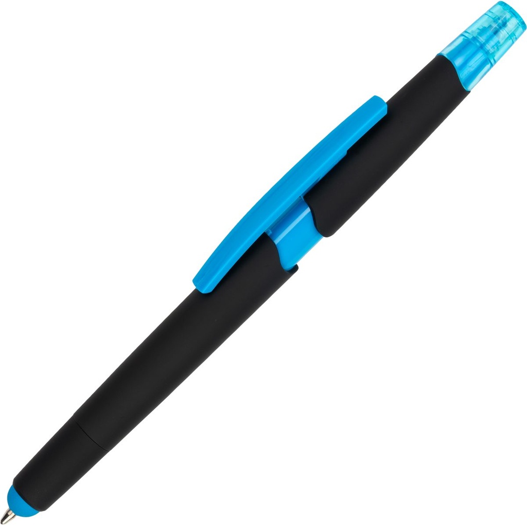 Długopis plastikowy z zakreślaczem touch pen EMMETT 10965 - Jasnoniebieski