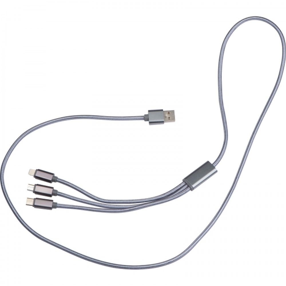 Kabel 3w1 do ładowania długi 120 cm WINCENTY 32663 - Szary