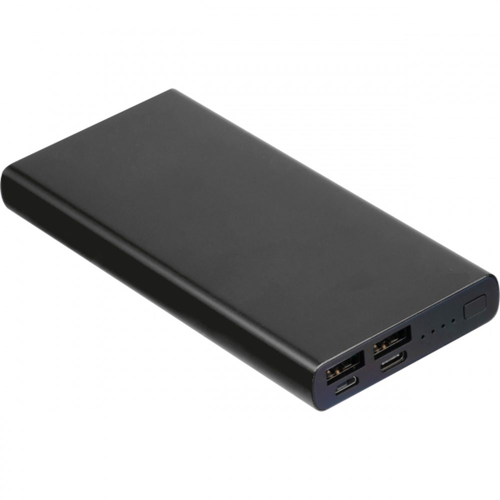 Power bank 10000 mAh z aluminium z recyklingu GIORGIA 34503 - Czarny