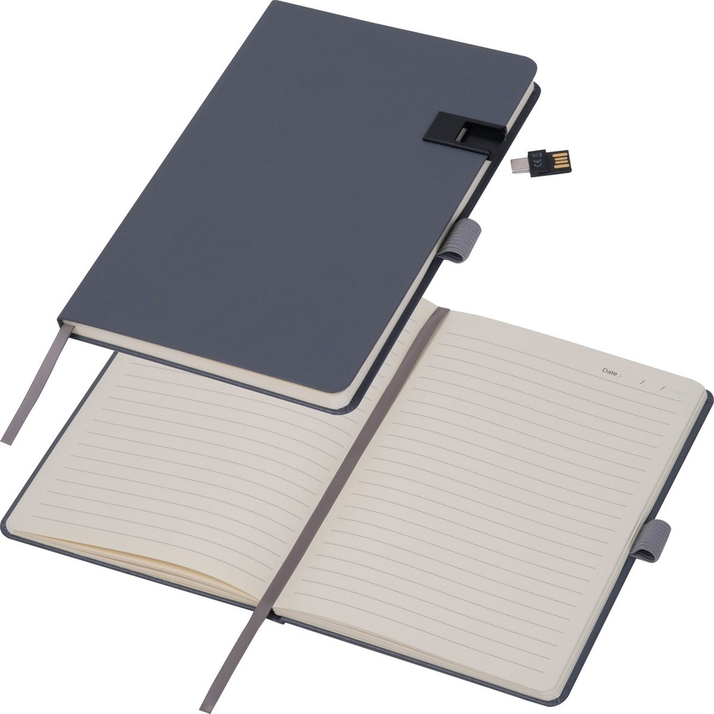 Notatnik A5 w linie z USB 16GB FRANCESCO 35393 - Ciemnoszary
