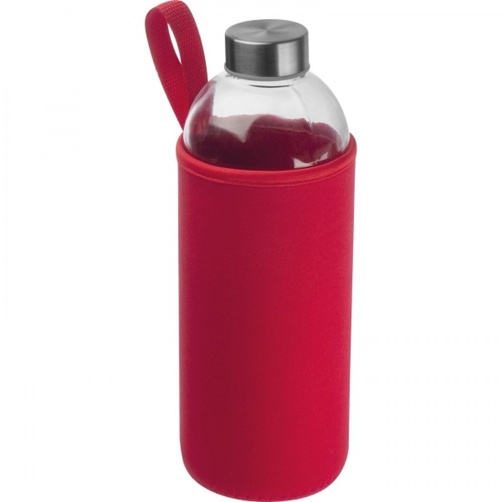 Butelka szklana z pokrowcem 1000 ml JESSICA 62427 - Czerwony