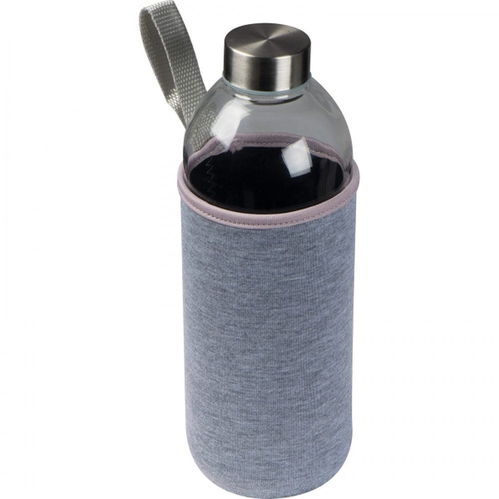 Butelka szklana z pokrowcem 1000 ml JESSICA 62427 - Szary