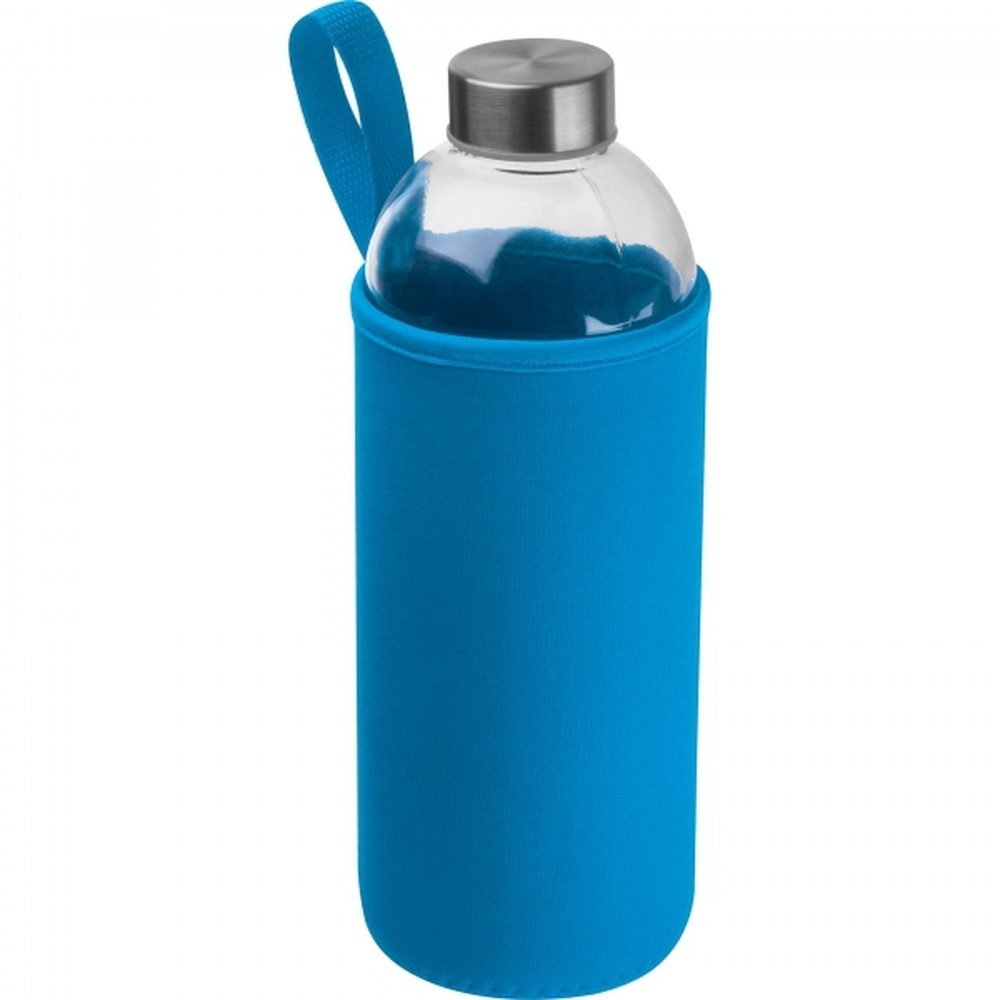 Butelka szklana z pokrowcem 1000 ml JESSICA 62427 - Jasnoniebieski