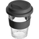 Kubek szklany z pokrywką 300 ml AMANDA 62572 - Czarny