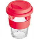 Kubek szklany z pokrywką 300 ml AMANDA 62572 - Czerwony