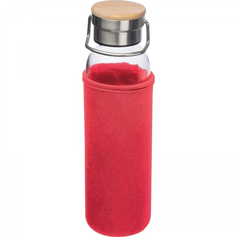 Butelka szklana z pokrowcem 600 ml RAMONA 63181 - Czerwony