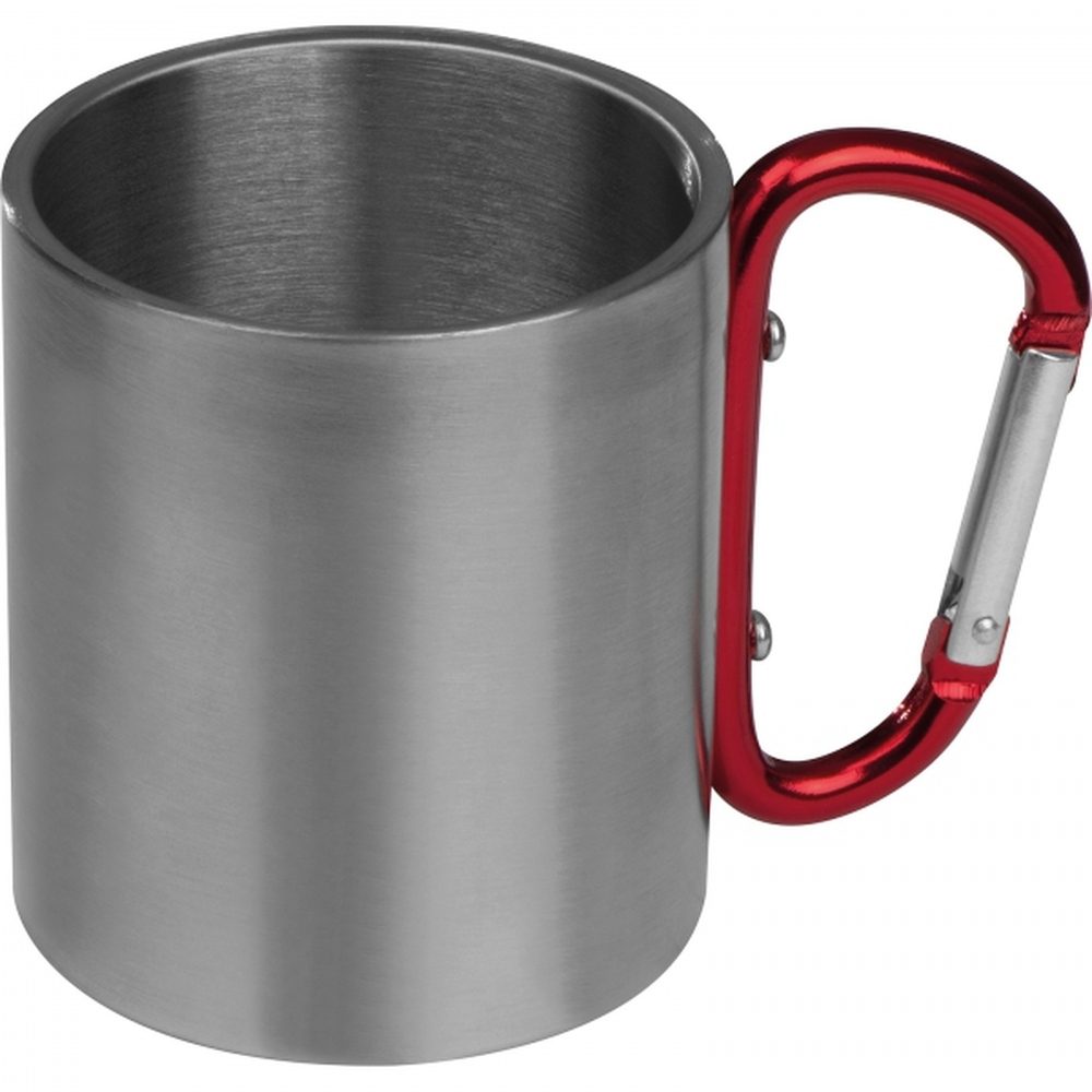 Kubek metalowy z karabińczykiem 200 ml ANGELICA 81367 - Czerwony