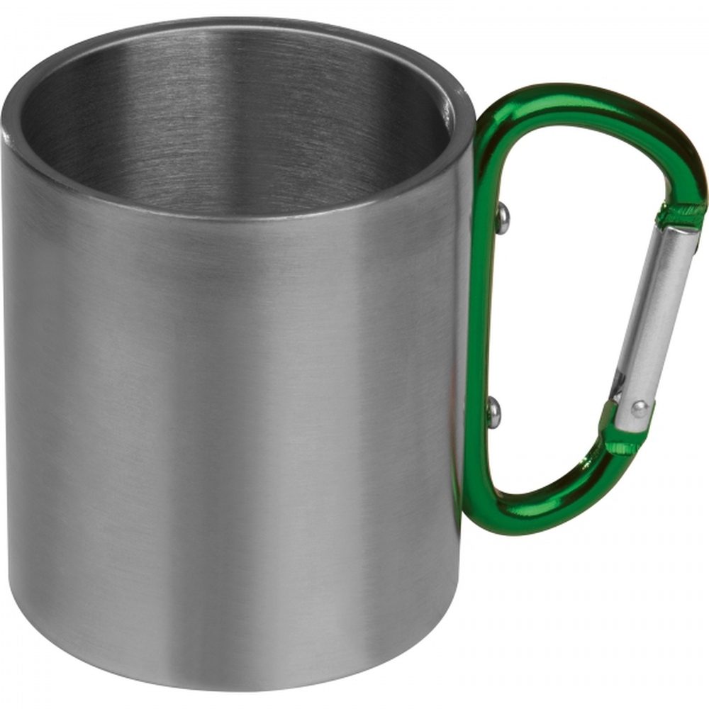 Kubek metalowy z karabińczykiem 200 ml ANGELICA 81367 - Zielony