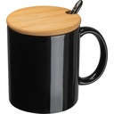 Kubek ceramiczny z łyżeczką 300 ml LOTHAR 82969 - Czarny