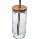 Szklanka z pokrywką i słomką 650 ml BENEDYKT 83842 - Przeźroczysty