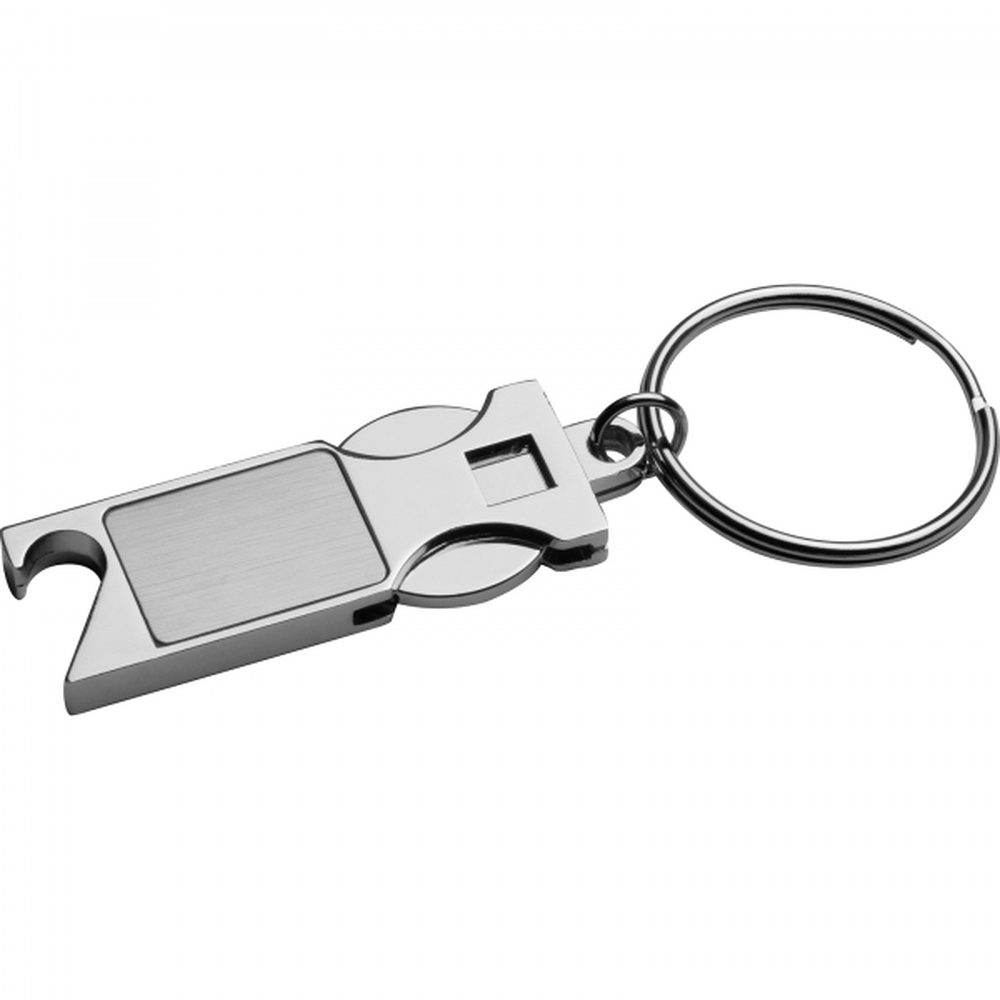 Brelok metalowy otwieracz do butelek z żetonem HILDE 90367 - Szary