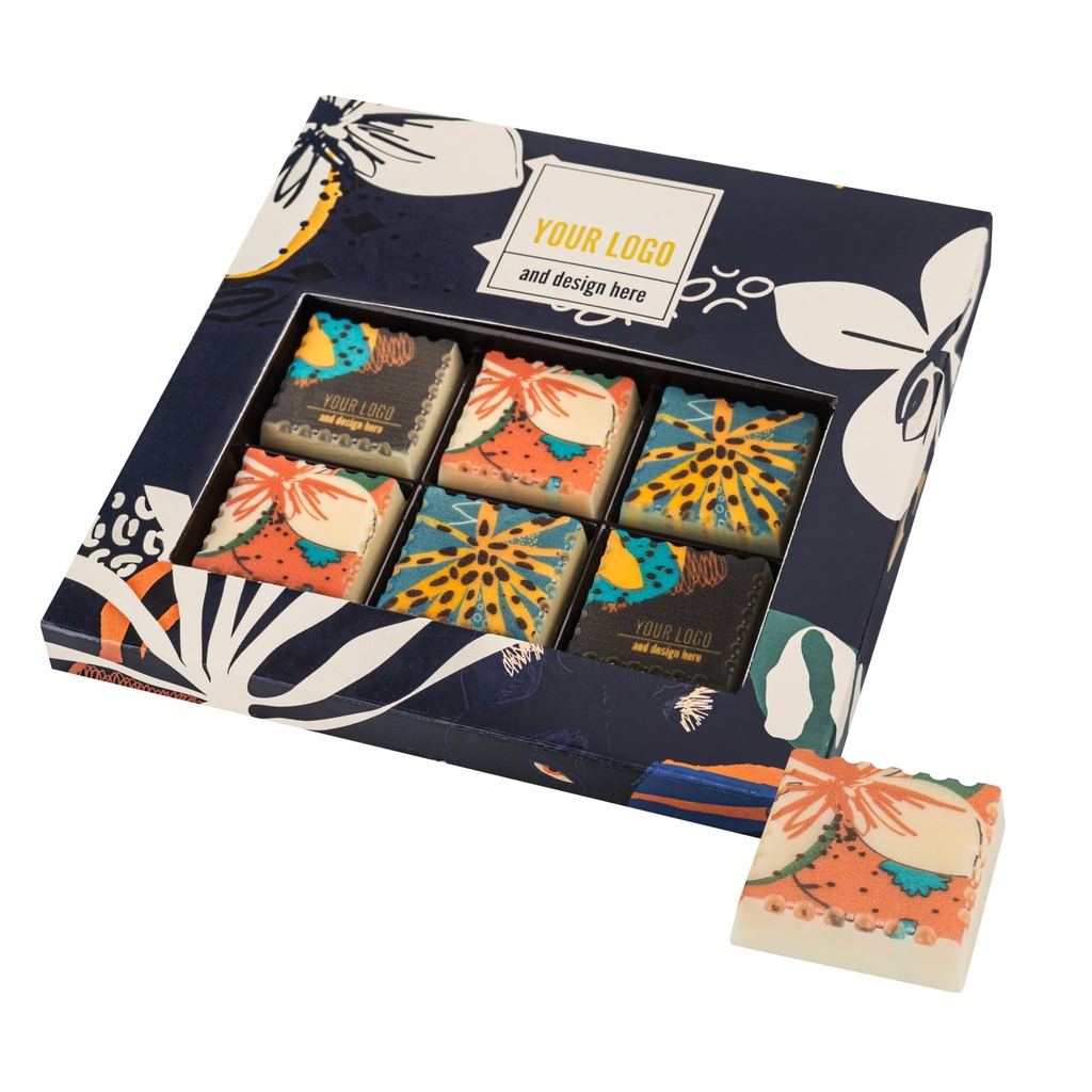 Praliny chocostamp 6 sztuk – Biała z sycylijskich migdałów – pakiet 100 szt.
