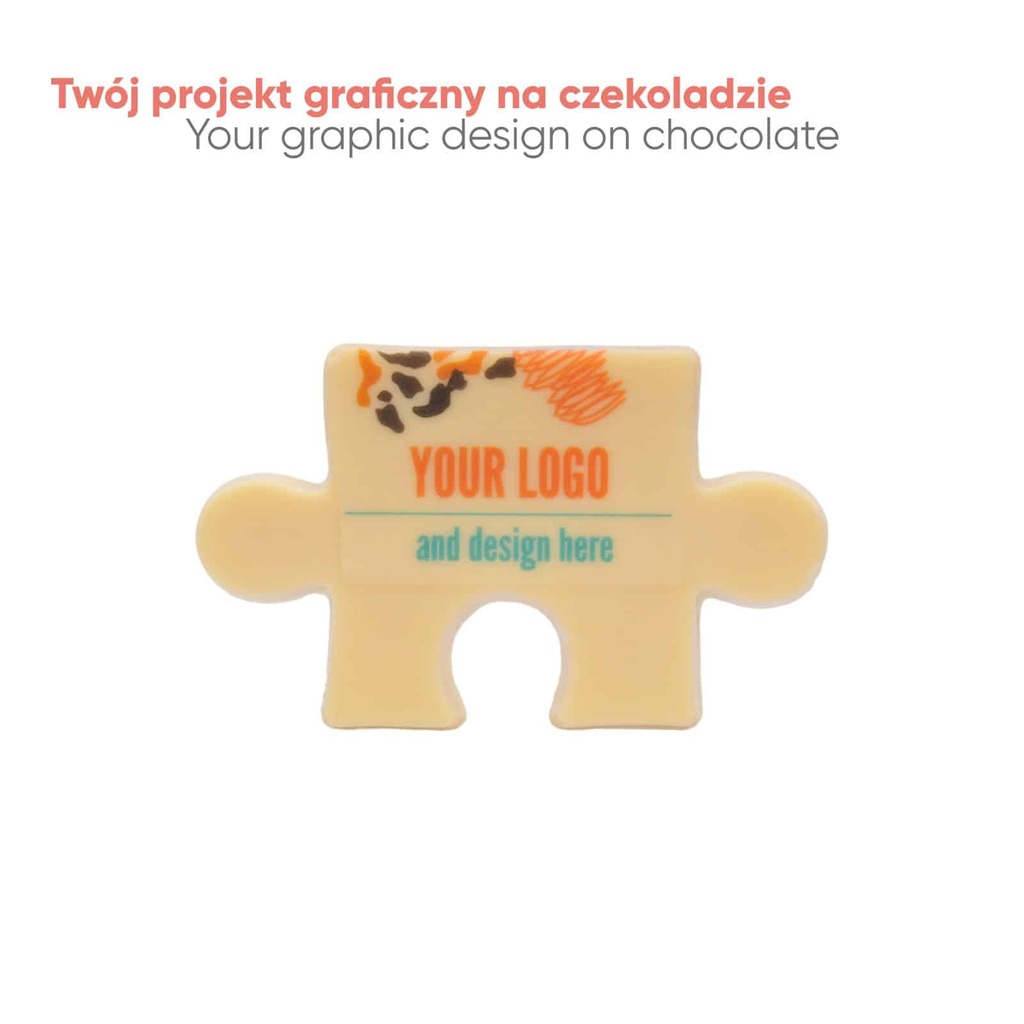 Czekolada Choco4mat mini puzzel print – Biała – pakiet 200 szt.