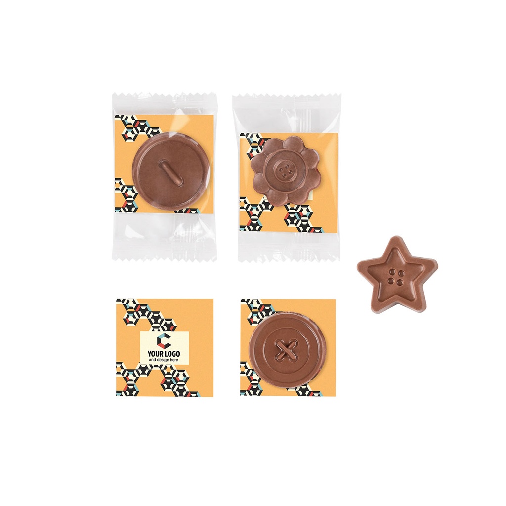 Advert Card – czekoladowy guzik – Mleczna bez cukru – pakiet 500 szt.