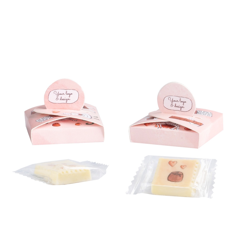 Pralinka chocostamp box – Biała z sycylijskich migdałów – pakiet 300 szt.