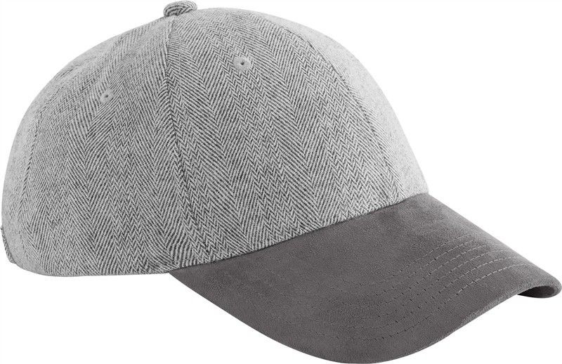 Czapka z daszkiem w jodełkę z zamszowym daszkiem CB627 - Charcoal Herringbone