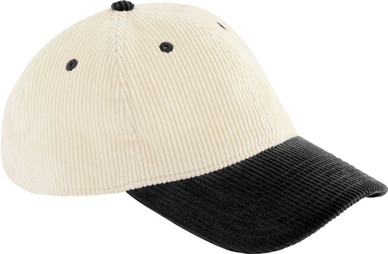 Sztruksowa czapka z kontrastowym daszkiem CB690 - Natural / Black