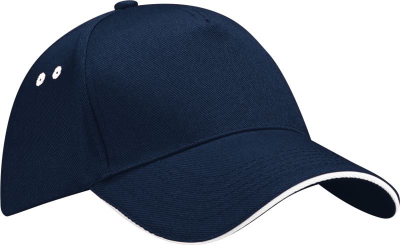 Czapka 5-panelowa z kontrastowym daszkiem CB15C - French Navy / White