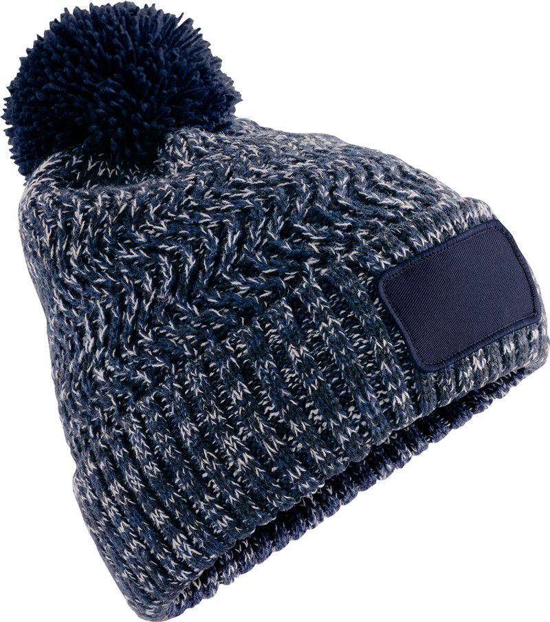 Czapka z pomponem i naszywką Ramble CB331 - Steel Blue