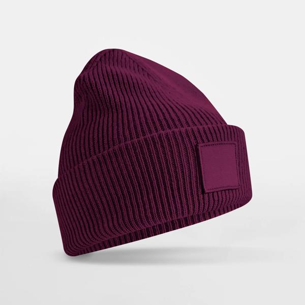 Czapka z szerokim wywinięciem i naszywką CB336R - Burgundy