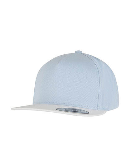 Classic 5 Panel Snapback - Light Blue / White