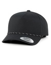 YP Classics Retro Cotton Blend 5-Panel Snapback Cap with Braided Rope - Black