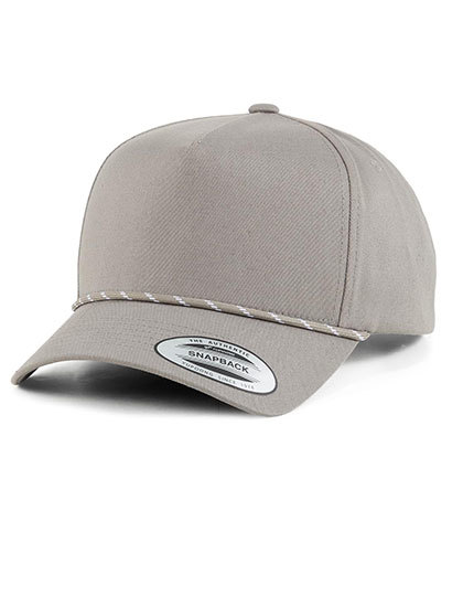 YP Classics Retro Cotton Blend 5-Panel Snapback Cap with Braided Rope - Grey