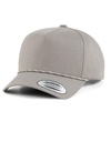 YP Classics Retro Cotton Blend 5-Panel Snapback Cap with Braided Rope - Grey