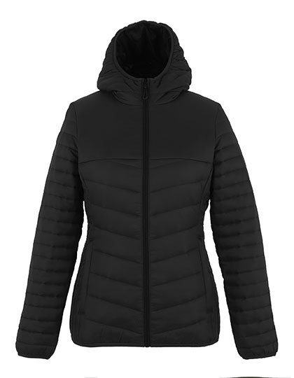 Damska Kurtka Pikowana z Kapturem RG970 - Black & Black