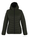 Damska Kurtka Pikowana z Kapturem RG970 - Dark Khaki & Black
